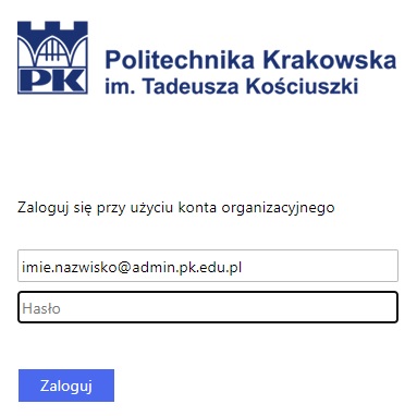 Zrzut ekranu okna logowania - wprowadzanie hasła
